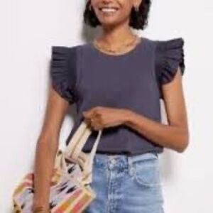 Evereve Karter Ruffle Top Small Charcoal